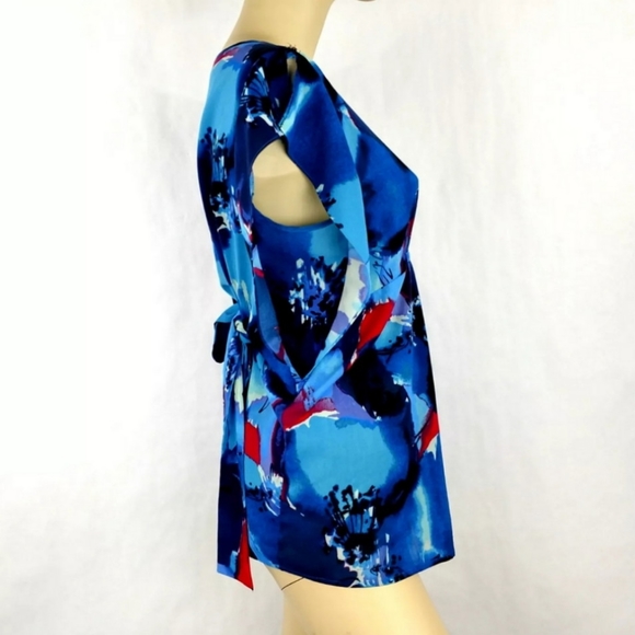 DAISY FUENTES multicolor empire waist career  blouse top Womens Small - Picture 2 of 5